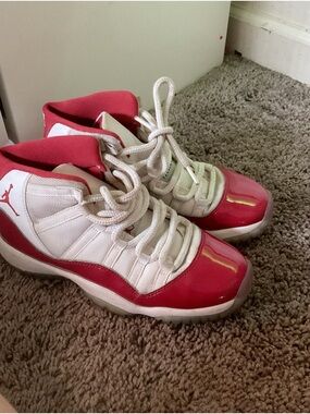 Jordan Women’s White and Red Retro Sneakers